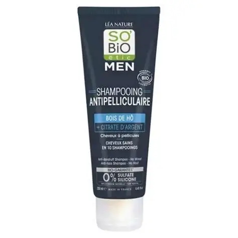 So’Bio Étic Men Shampooing Antipelliculaire Bois de Hô BIO & Citrate d’Argent – 250 ml
